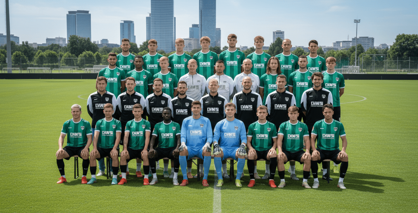 Stylized football-themed visual for Preussen Münster feature section