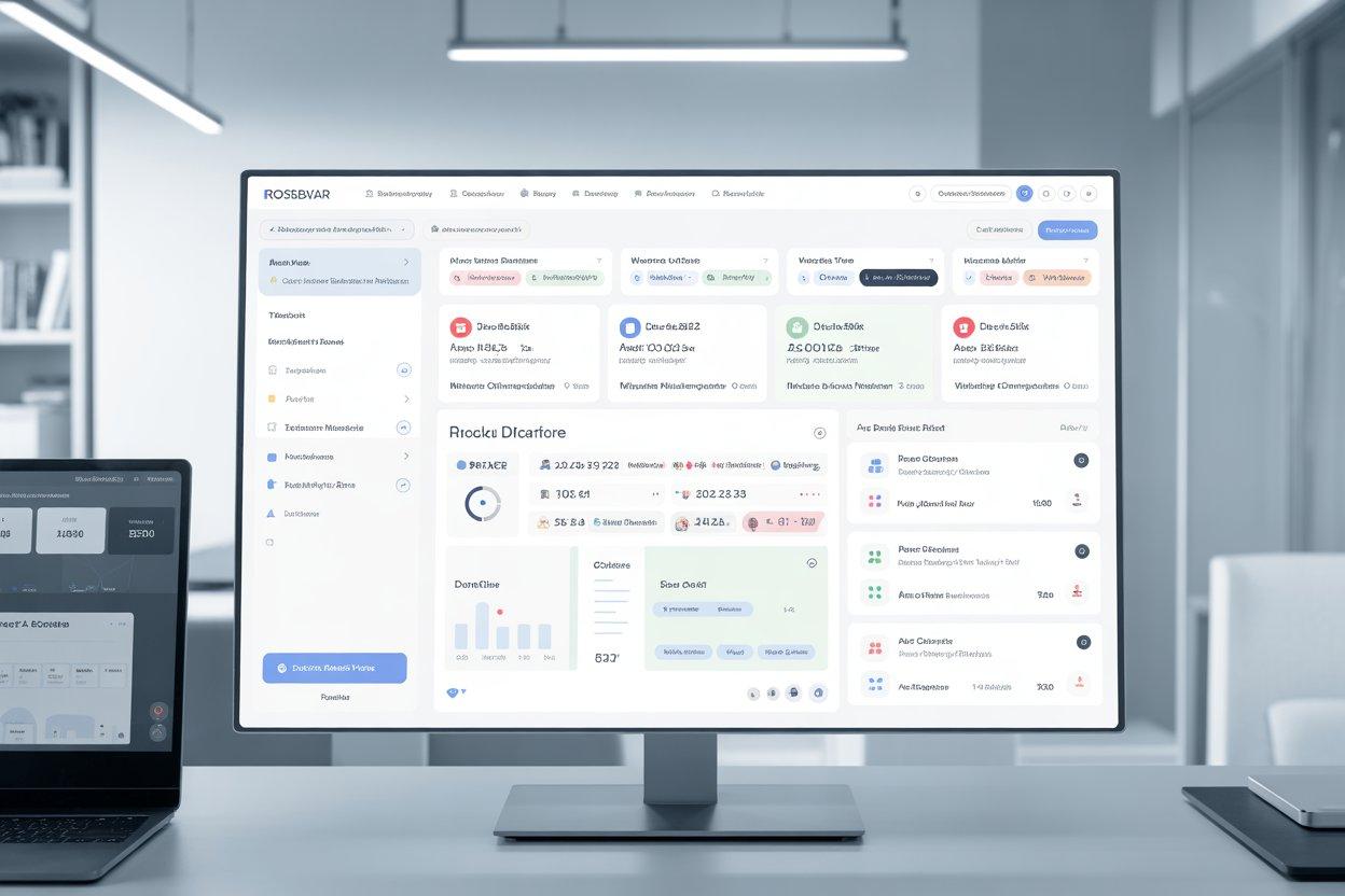 Digital interface screens that match Rosboxar productivity themes