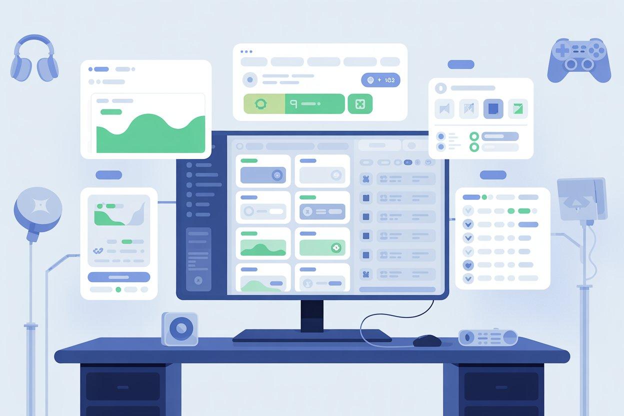 Infographic style update and safety checks illustration