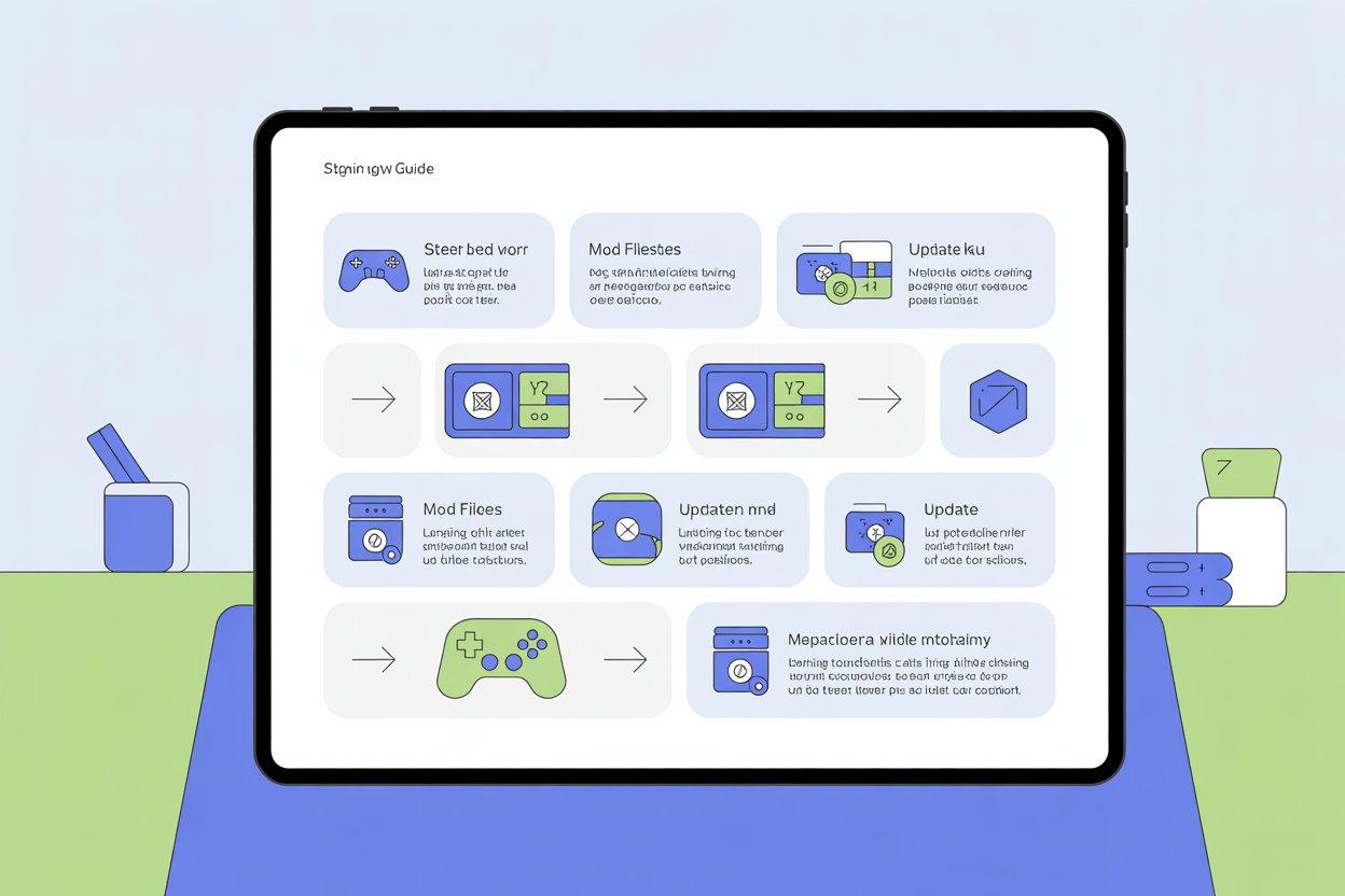 Infographic style gaming workflow illustration