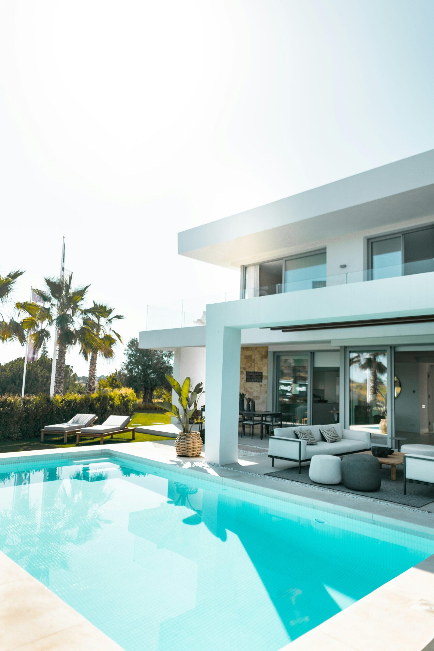 Sea view luxury villa mood with calm horizon