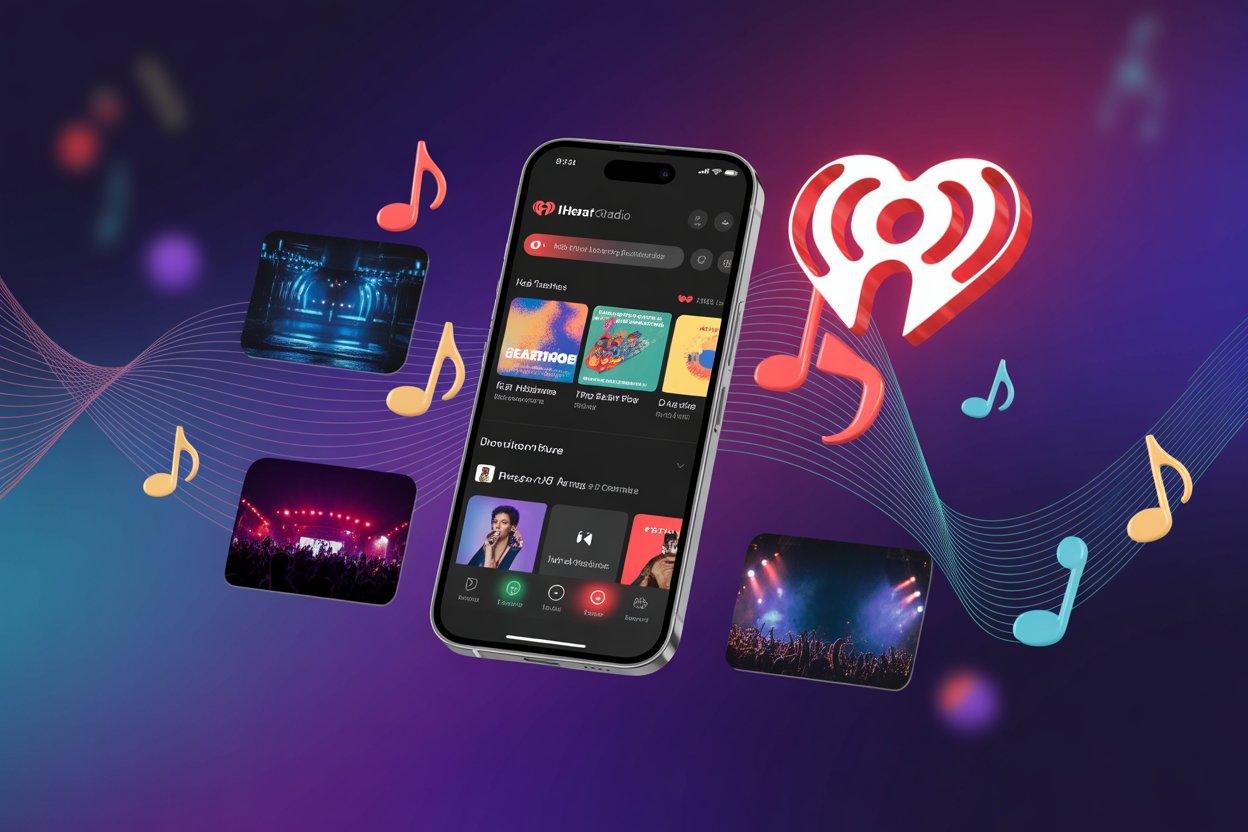 Modern digital illustration representing music and iHeartRadio energy