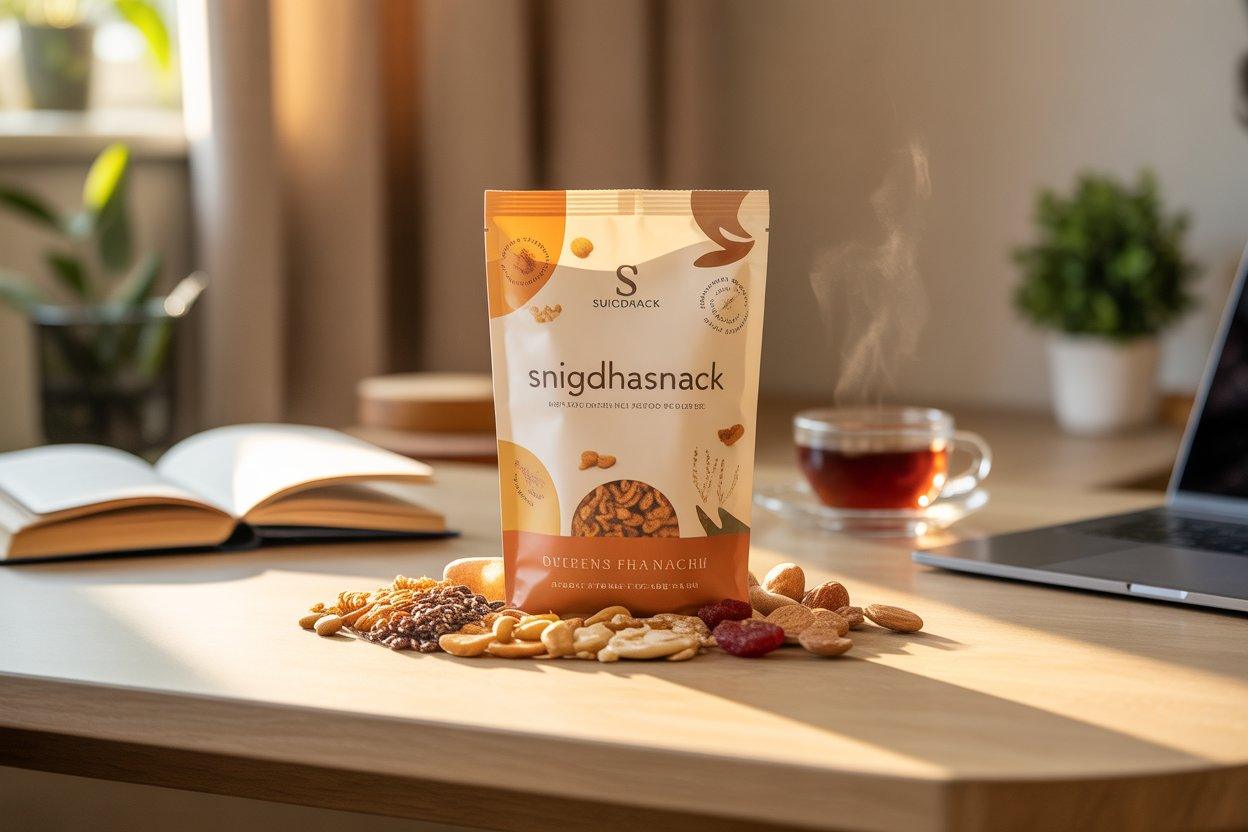 Modern clean premium snack look for SnigdhaSnack