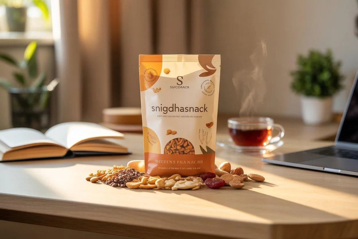 Modern clean premium snack look for SnigdhaSnack