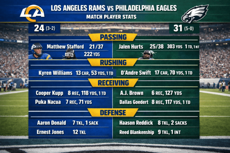 Los Angeles Rams vs Philadelphia Eagles Match Player Stats