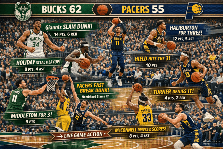 Milwaukee Bucks vs Pacers Match Player Stats