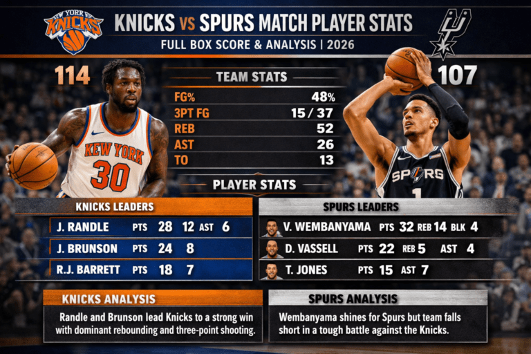 Knicks vs San Antonio Spurs Match Player Stats