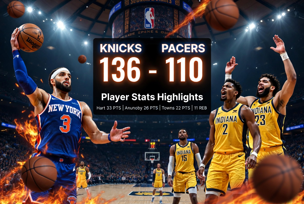 Knicks vs Pacers Match Player Stats