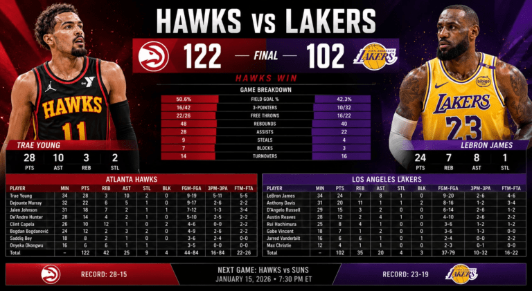 Hawks vs Lakers 122-102: Player Stats